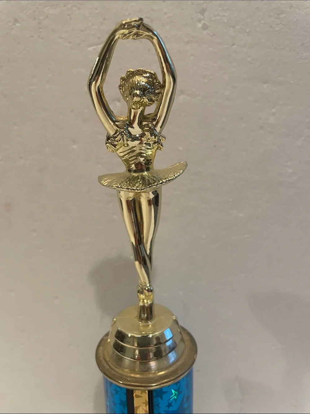 Vintage Y2K Ballerina ballet Dance Trophy blue & Gold white Carrera marble base